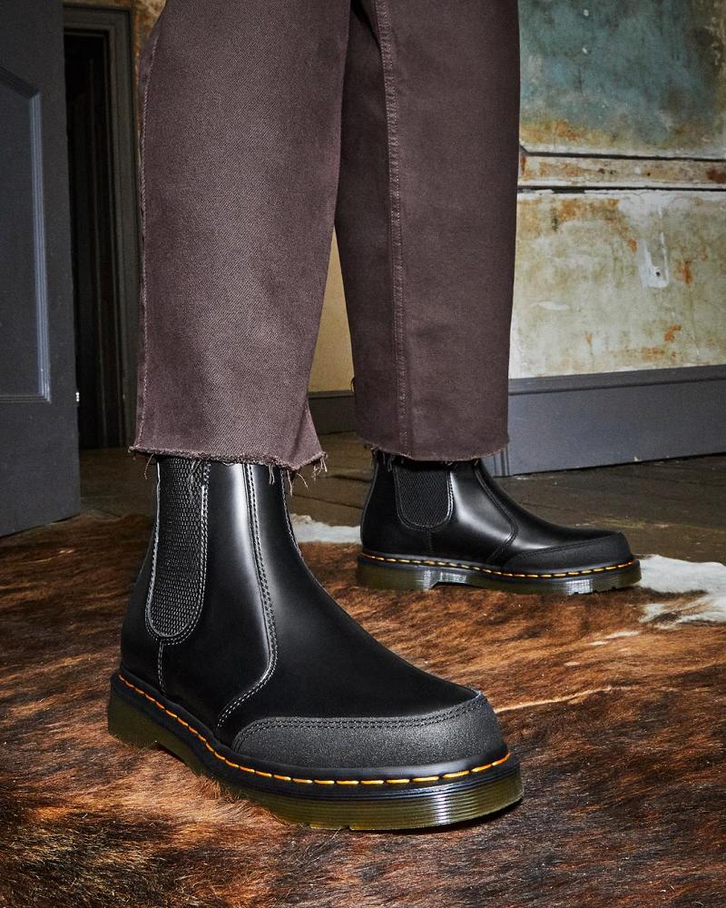 Dr Martens 2976 Guard Panel Læder Ankelstøvler Herre Sort | DK 420OKI